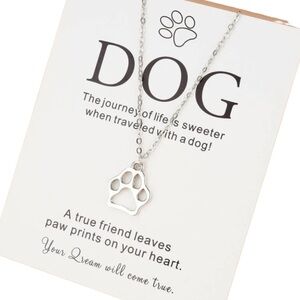 New Silver Tone Dog Paw Necklace